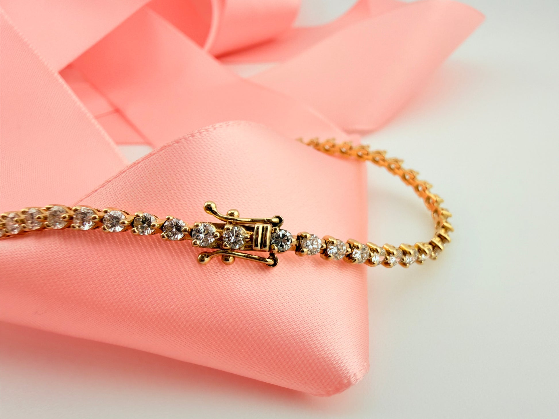 3.17 Carat Total Weight NATURAL DIAMOND Tennis Bracelet 14karat Yellow Gold 3 prong Set CKDTB#469