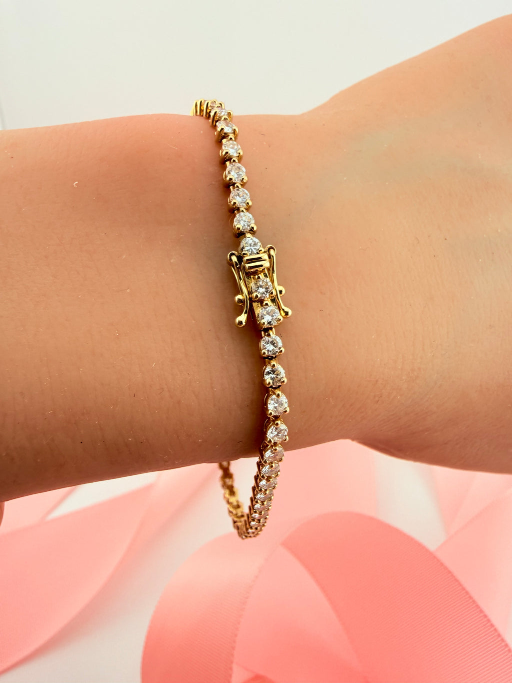 3.17 Carat Total Weight NATURAL DIAMOND Tennis Bracelet 14karat Yellow Gold 3 prong Set CKDTB#469