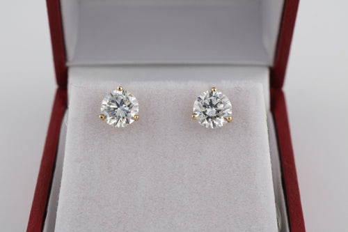 2.05 ctw LAB Diamond Stud Earrings 14K Yellow Gold