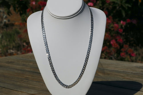 Flat Curb Silver Chain 22inch 26.6 grams 6.47mm