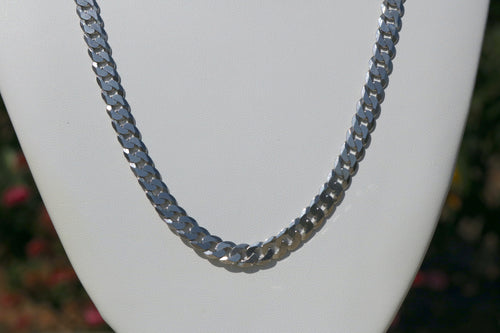 Flat Curb Silver Chain 22inch 26.6 grams 6.47mm